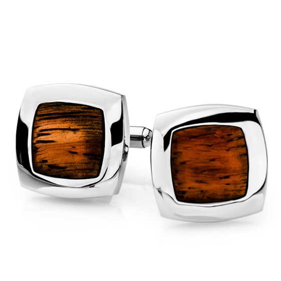 Stainless Steel Wood Inlay Square Cuff Links Stainless Steel Wood Inlay Square Cuff Links